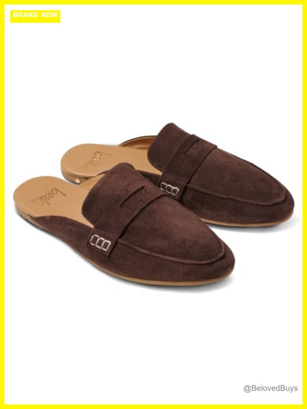 Suede Backless Loafers Leather Memory Foam Slip-On Flats